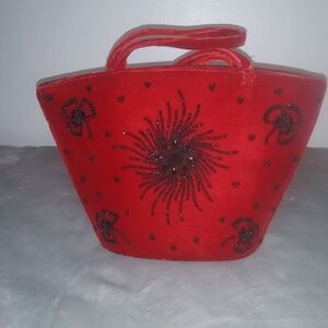 Vintage Soure red velvet handbag